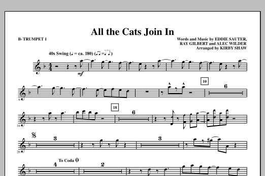 Learn to play Kirby Shaw All The Cats Join In - Bb Trumpet 1 sheet music for Choir Instrumental Pak in minutes. Price: 8.9900$ Kirby Shaw All The Cats Join In - Bb Trumpet 1 sheet music notes and chords arranged for Choir Instrumental Pak