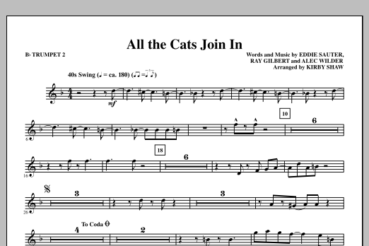 Learn to play Kirby Shaw All The Cats Join In - Bb Trumpet 2 sheet music for Choir Instrumental Pak in minutes. Price: 8.9900$ Kirby Shaw All The Cats Join In - Bb Trumpet 2 sheet music notes and chords arranged for Choir Instrumental Pak