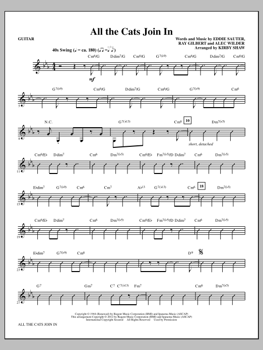 Learn to play Kirby Shaw All The Cats Join In - Guitar sheet music for Choir Instrumental Pak in minutes. Price: 8.9900$ Kirby Shaw All The Cats Join In - Guitar sheet music notes and chords arranged for Choir Instrumental Pak