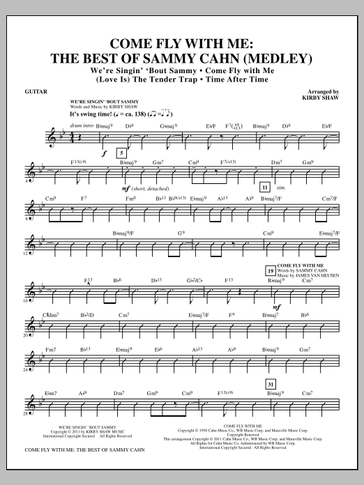 Learn to play Kirby Shaw Come Fly With Me: The Best Of Sammy Cahn - Guitar sheet music for Choir Instrumental Pak in minutes. Price: 8.9900$ Kirby Shaw Come Fly With Me: The Best Of Sammy Cahn - Guitar sheet music notes and chords arranged for Choir Instrumental Pak