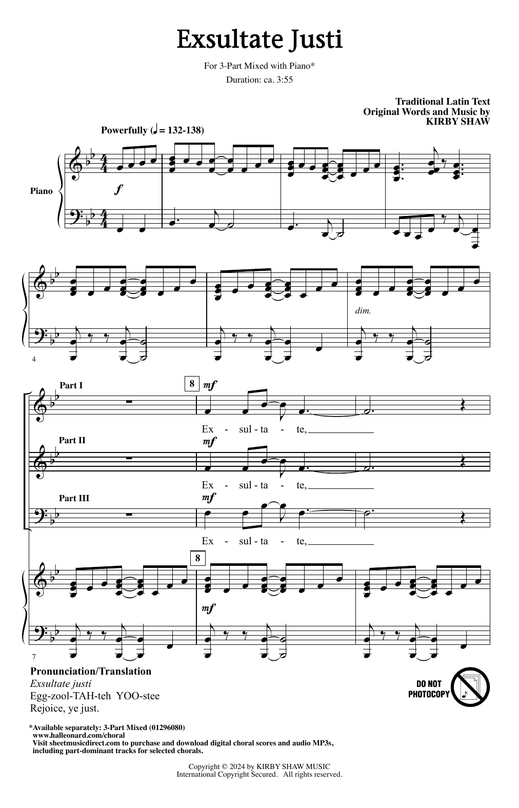 Kirby Shaw Exsultate Justi sheet music notes and chords. Download Printable PDF.