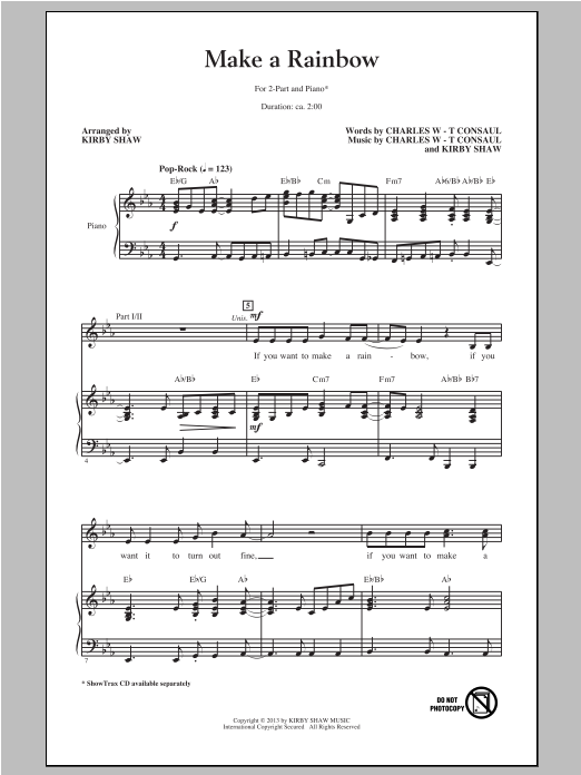 Kirby Shaw Make A Rainbow sheet music notes and chords. Download Printable PDF.