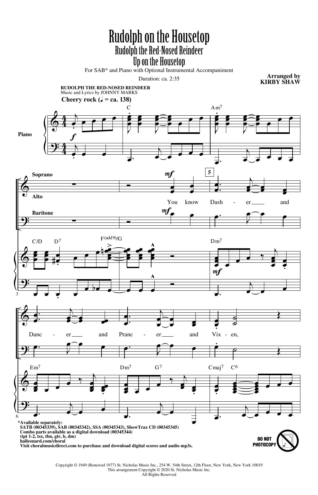 Learn to play Kirby Shaw Rudolph On The Housetop sheet music for SAB Choir in minutes. Price: 3.9900$ Kirby Shaw Rudolph On The Housetop sheet music notes and chords arranged for SAB Choir