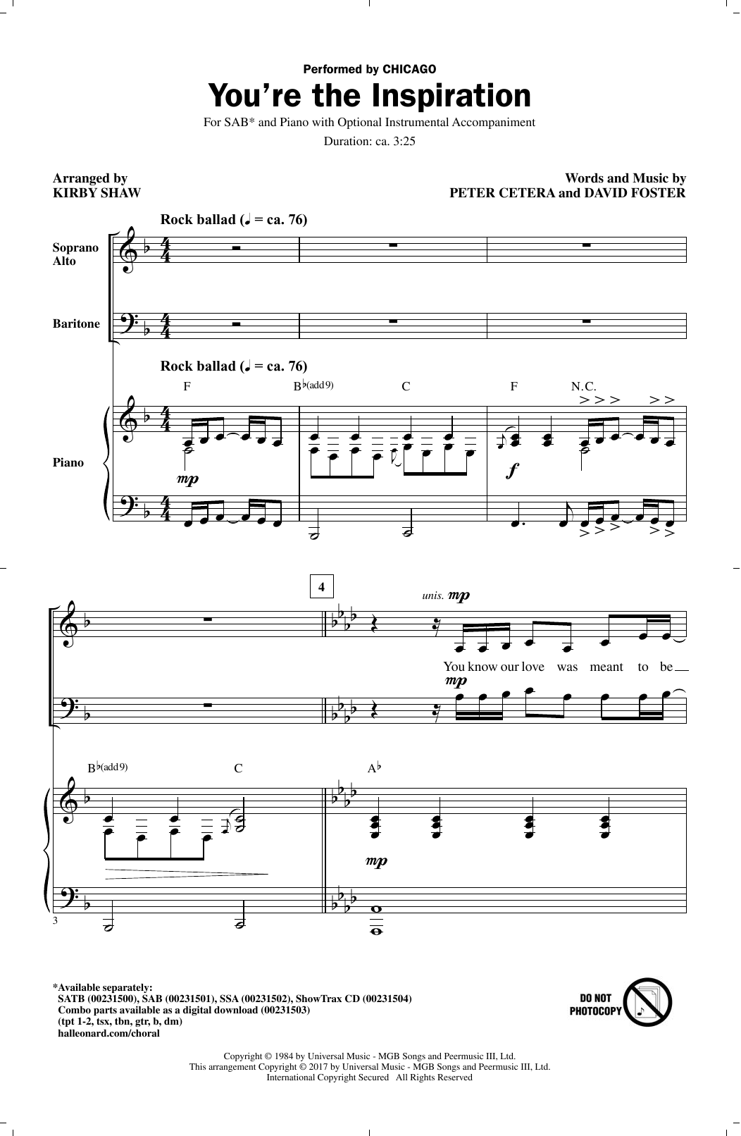 Learn to play Kirby Shaw You're The Inspiration sheet music for SSA Choir in minutes. Kirby Shaw You're The Inspiration sheet music notes and chords. Download Printable PDF.