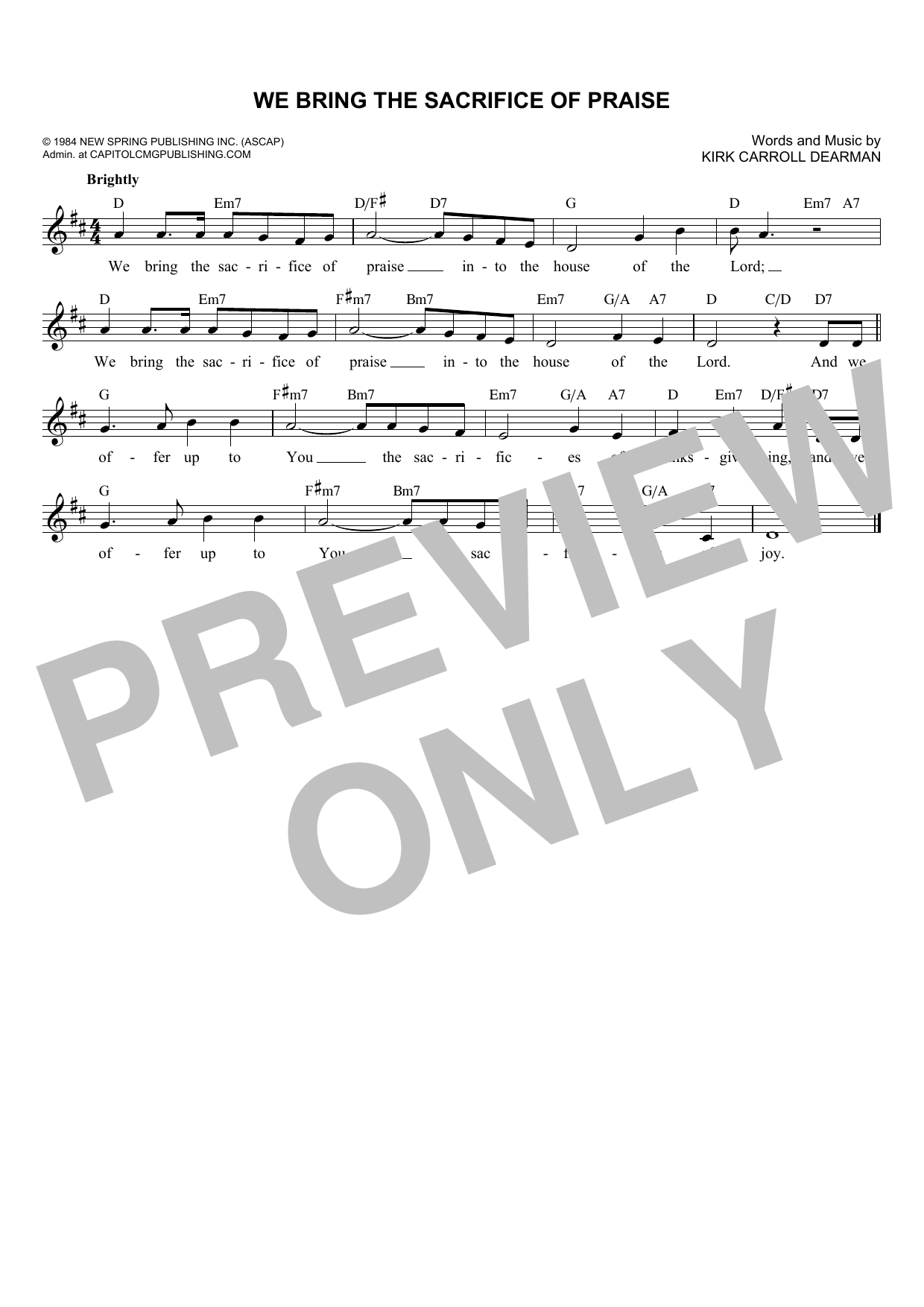 Perfect Sacrifice Chords PDF (Vineyard Music) - PraiseCharts