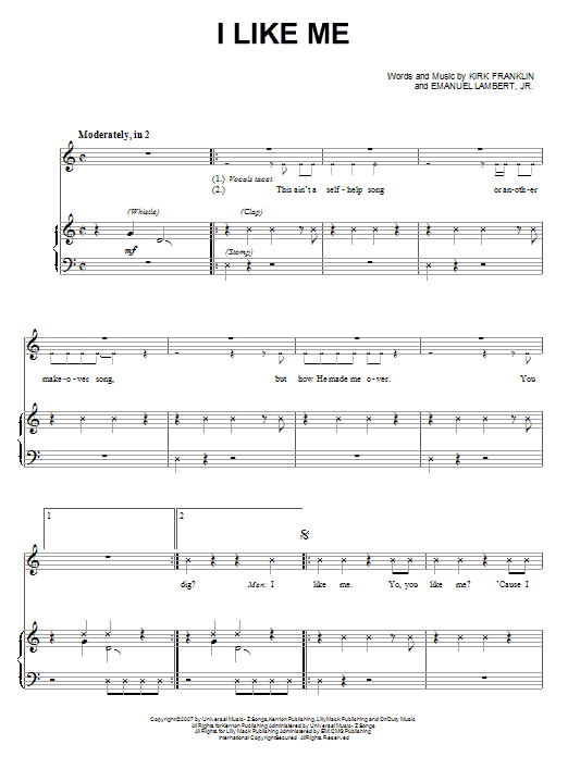 Kirk Franklin I Like Me sheet music notes and chords. Download Printable PDF.