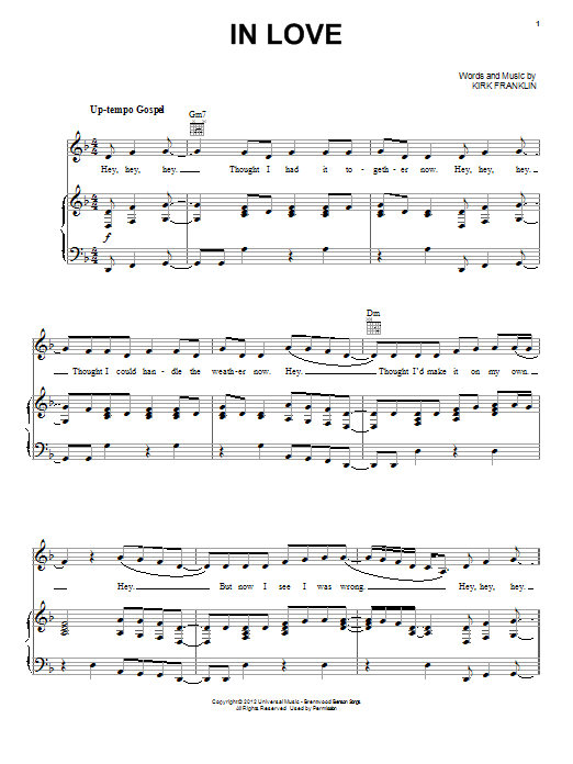 Kirk Franklin In Love sheet music notes and chords. Download Printable PDF.