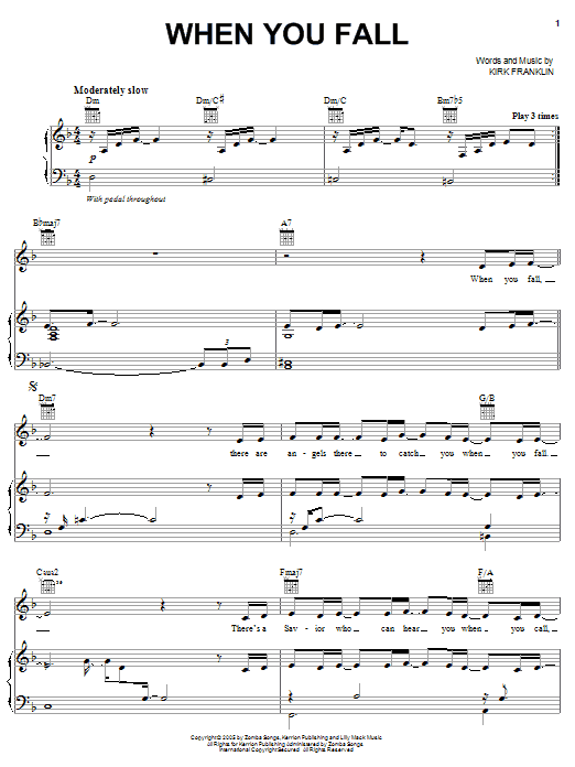 Kirk Franklin When You Fall sheet music notes and chords. Download Printable PDF.