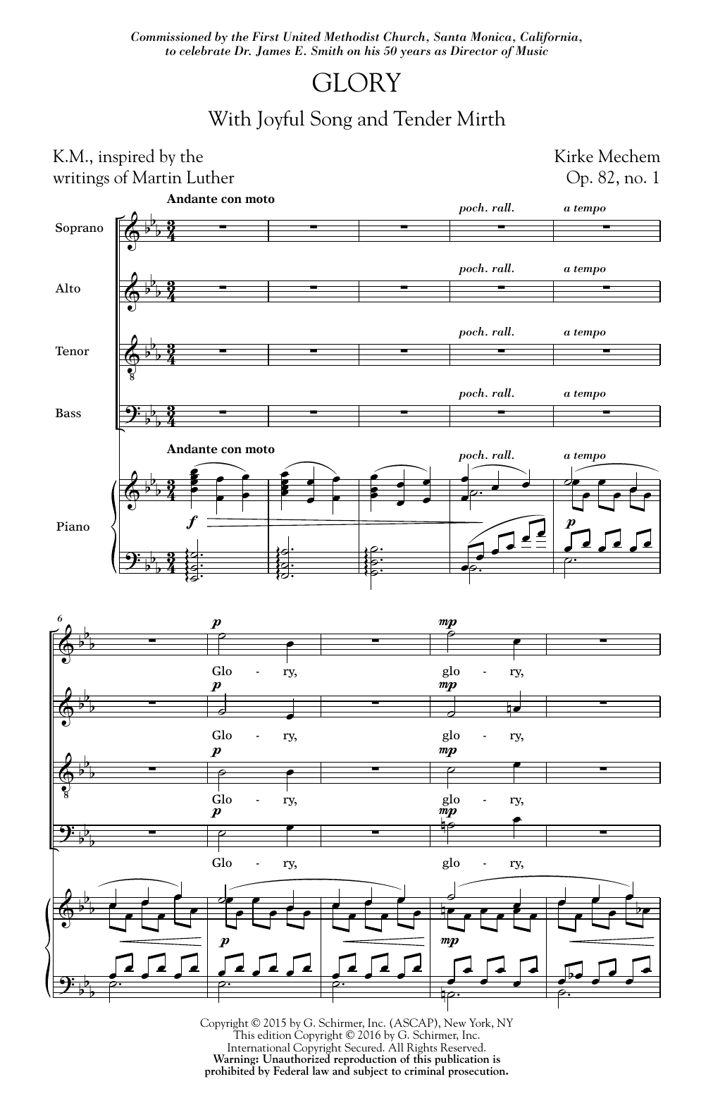 Learn to play Kirke Mechem Glory (With Joyful Song And Tender Mirth) sheet music for SATB Choir in minutes. Price: 3.9900$ Kirke Mechem Glory (With Joyful Song And Tender Mirth) sheet music notes and chords arranged for SATB Choir