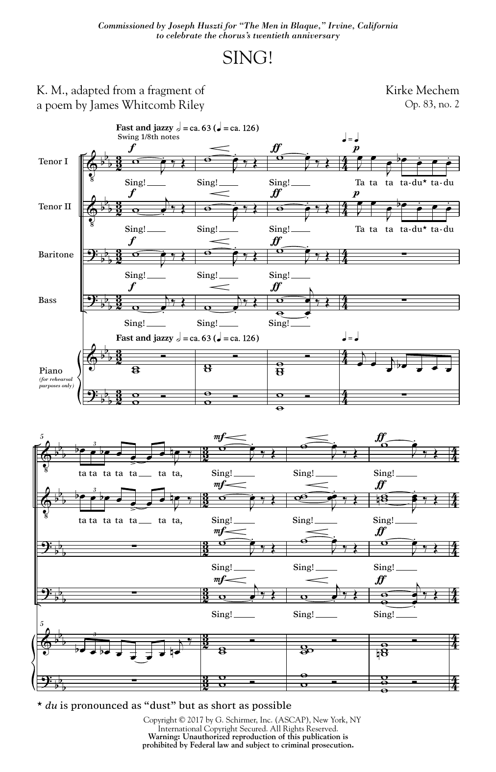 Kirke Mechem Sing! sheet music notes and chords. Download Printable PDF.