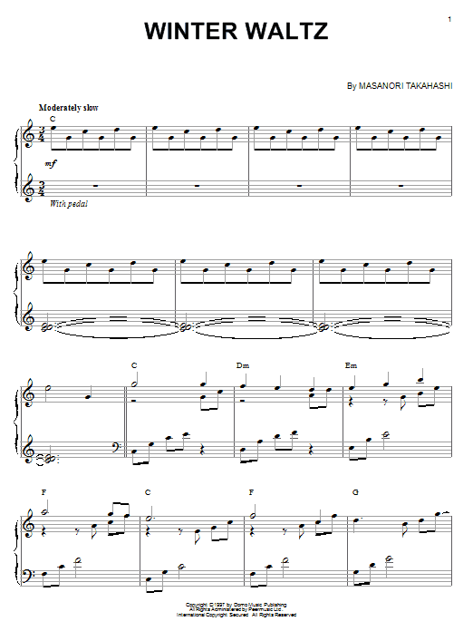 Kitaro Winter Waltz sheet music notes and chords. Download Printable PDF.