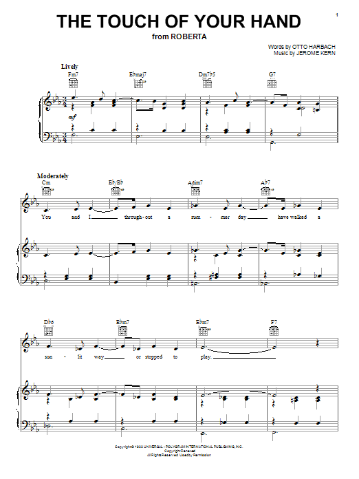 Learn to play Kitty Carlisle The Touch Of Your Hand sheet music for Easy Piano in minutes. Price: 6.9900$ Kitty Carlisle The Touch Of Your Hand sheet music notes and chords arranged for Easy Piano