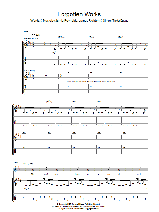 Klaxons Forgotten Works sheet music notes and chords. Download Printable PDF.