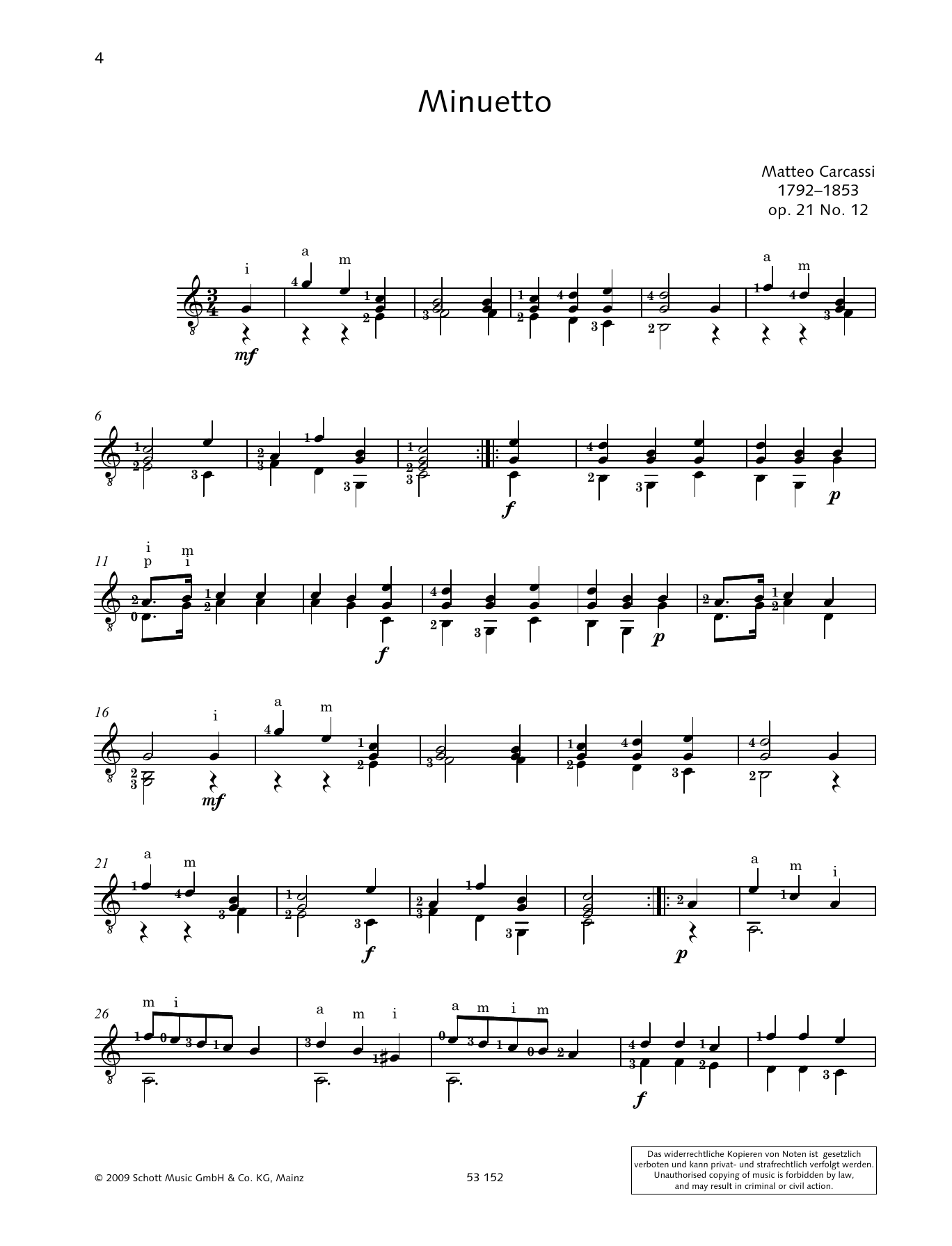 Konrad Ragossnig Minuetto sheet music notes and chords. Download Printable PDF.