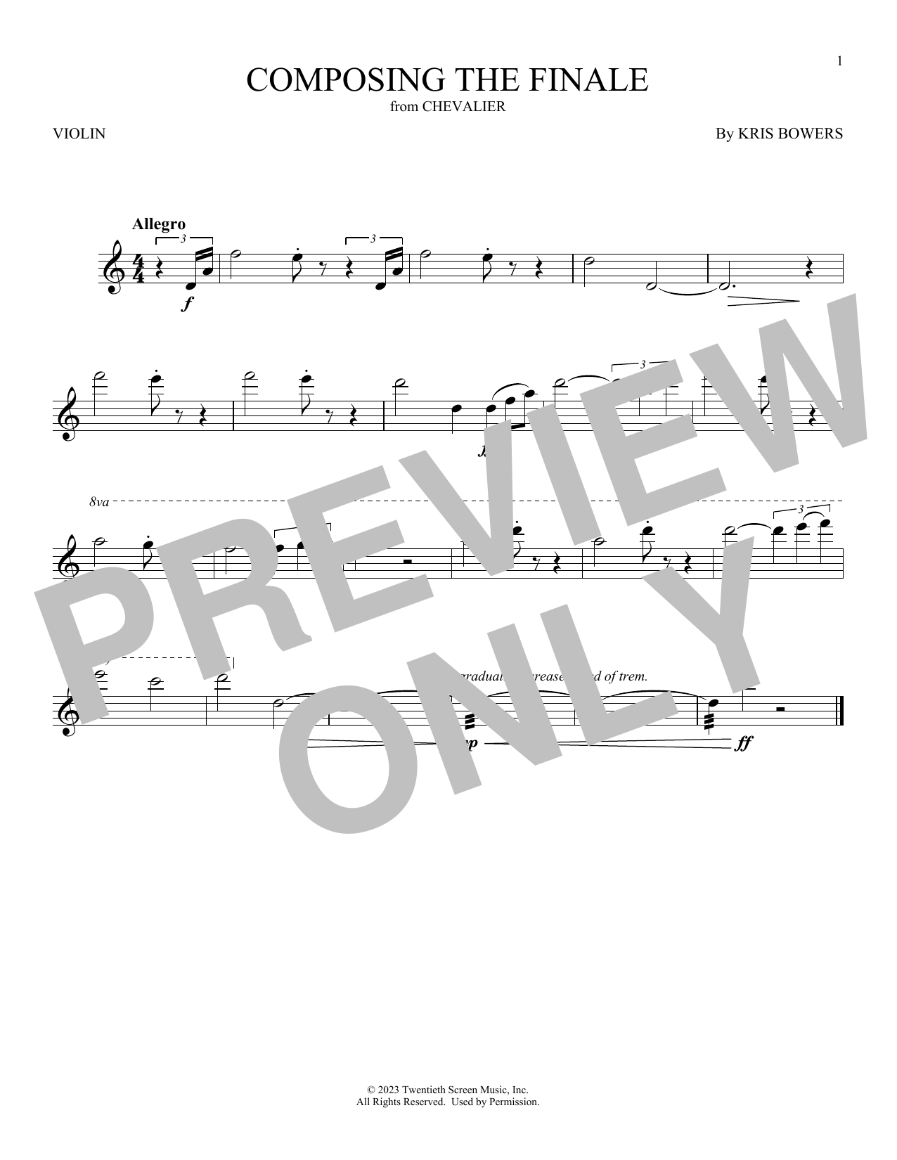 Learn to play Kris Bowers Composing The Finale (from Chevalier) sheet music for Violin Solo in minutes. Price: 4.4900$ Kris Bowers Composing The Finale (from Chevalier) sheet music notes and chords arranged for Violin Solo