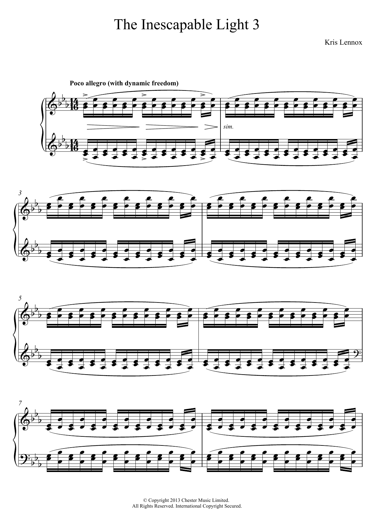 Learn to play Kris Lennox The Inescapable Light #3 sheet music for Piano Solo in minutes. Kris Lennox The Inescapable Light #3 sheet music notes and chords. Download Printable PDF.