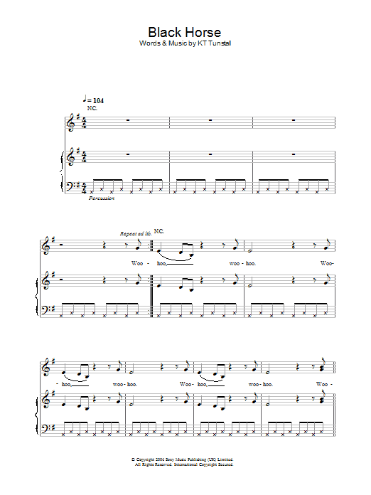 KT Tunstall Black Horse And The Cherry Tree sheet music notes and chords arranged for Easy Piano