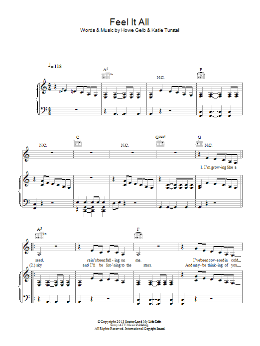 KT Tunstall Feel It All sheet music notes and chords. Download Printable PDF.