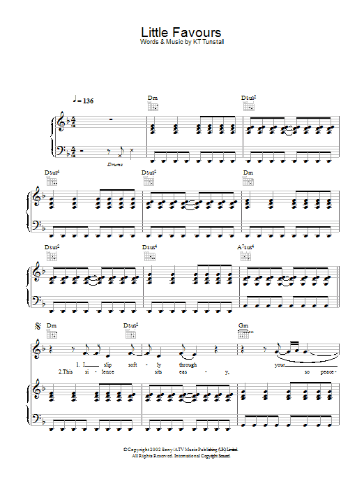 KT Tunstall "Little Favours" Sheet Music PDF Notes, Chords | Rock Score ...