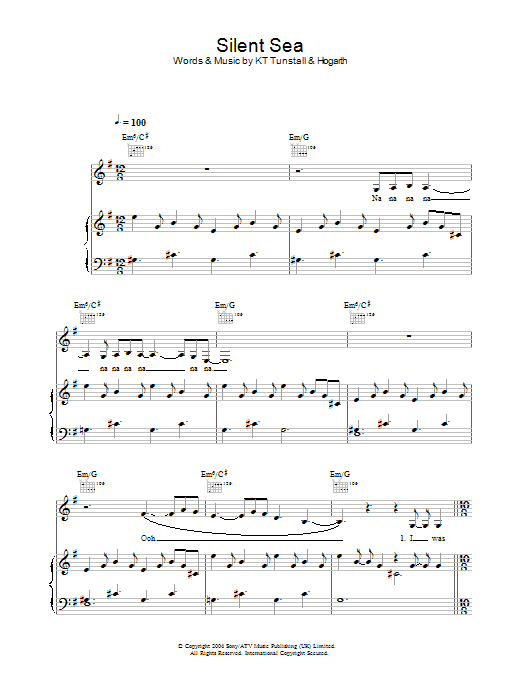 KT Tunstall Silent Sea sheet music notes and chords. Download Printable PDF.