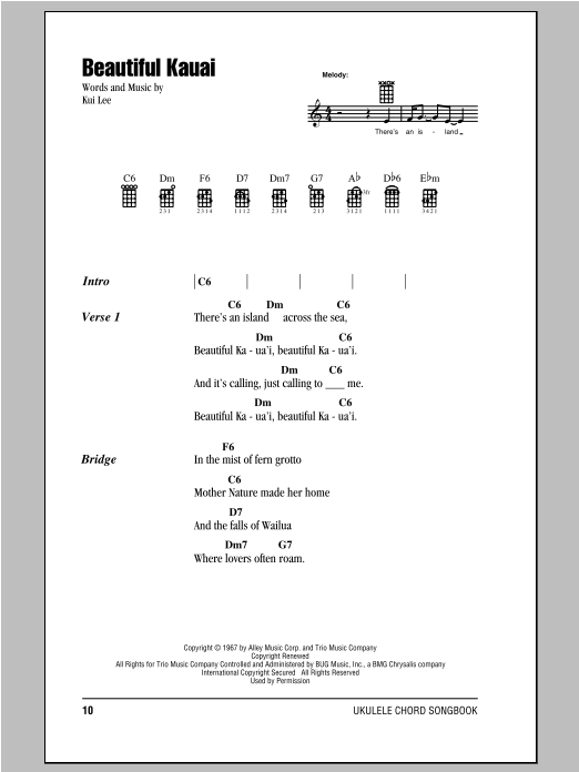 Kui Lee Beautiful Kauai sheet music notes and chords. Download Printable PDF.