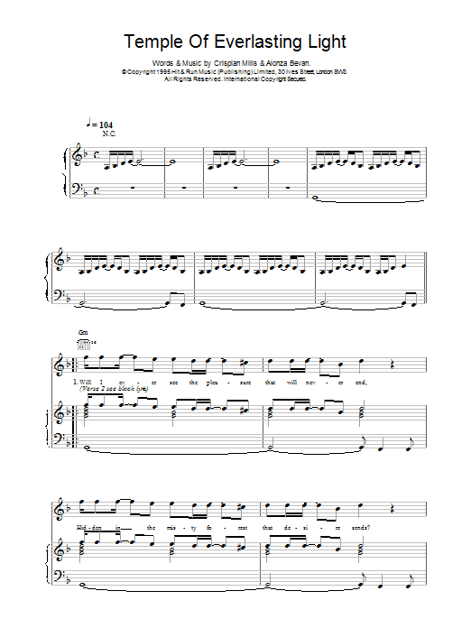 Kula Shaker Temple Of Everlasting Light sheet music notes and chords. Download Printable PDF.