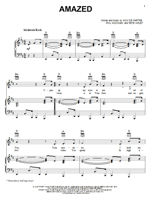 Kutless Amazed sheet music notes and chords. Download Printable PDF.