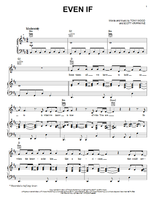 Kutless Even If sheet music notes and chords. Download Printable PDF.