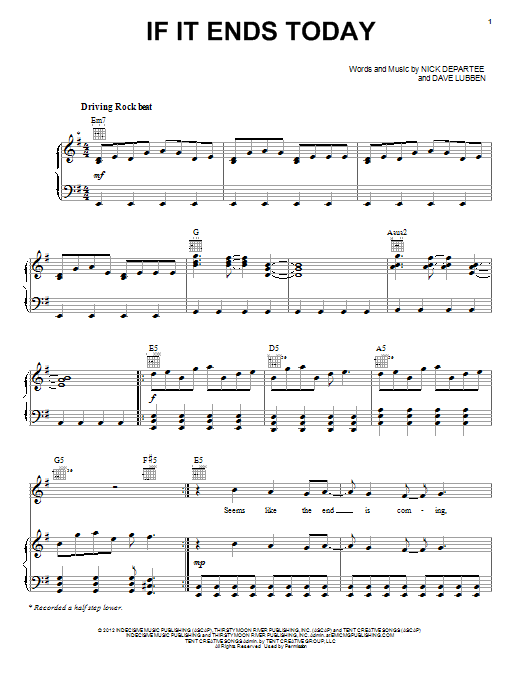 Kutless If It Ends Today sheet music notes and chords. Download Printable PDF.