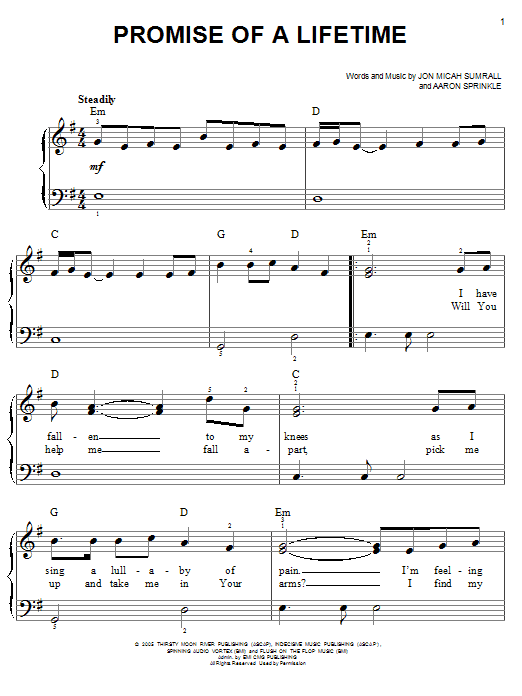 Kutless Promise Of A Lifetime sheet music notes and chords. Download Printable PDF.