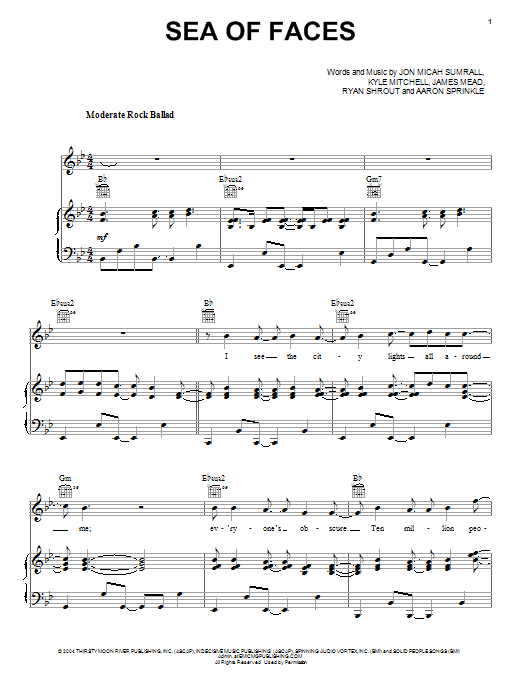 Kutless Sea Of Faces sheet music notes and chords. Download Printable PDF.