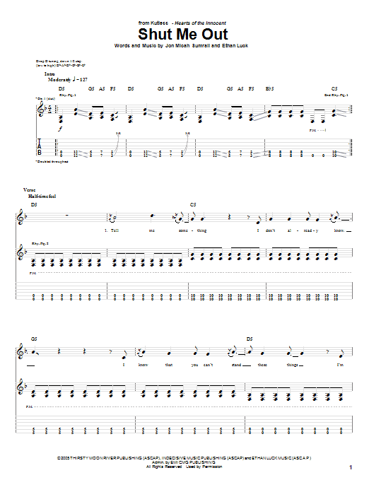 Kutless Shut Me Out sheet music notes and chords. Download Printable PDF.