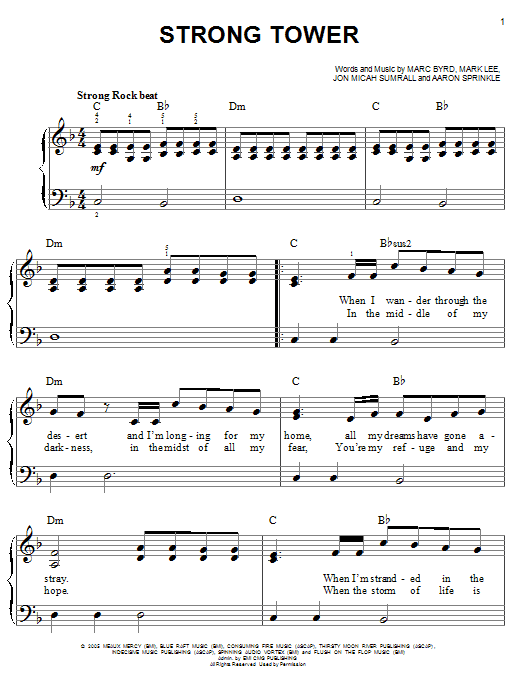 Kutless Strong Tower sheet music notes and chords. Download Printable PDF.