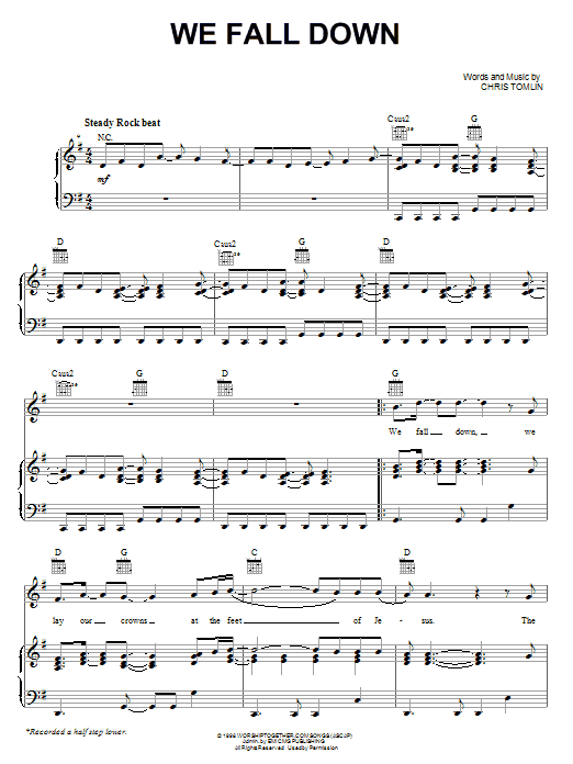Kutless We Fall Down sheet music notes and chords. Download Printable PDF.