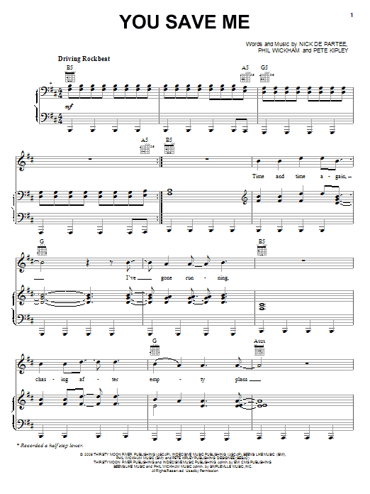 Kutless You Save Me sheet music notes and chords. Download Printable PDF.