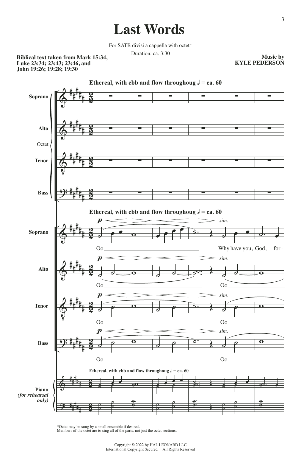 Kyle Pederson Last Words sheet music notes and chords. Download Printable PDF.