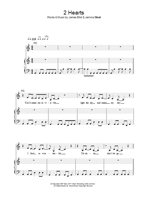 Kylie Minogue 2 Hearts sheet music notes and chords. Download Printable PDF.