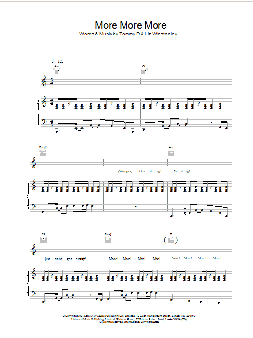Kylie Minogue More More More sheet music notes and chords. Download Printable PDF.