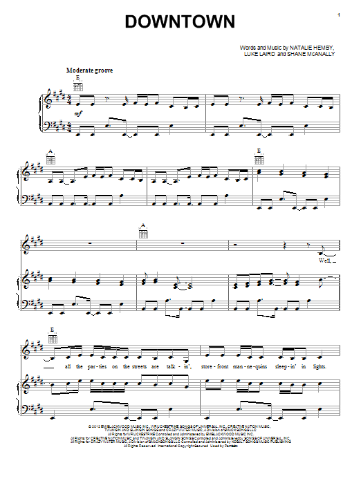 Lady Antebellum Downtown sheet music notes and chords. Download Printable PDF.