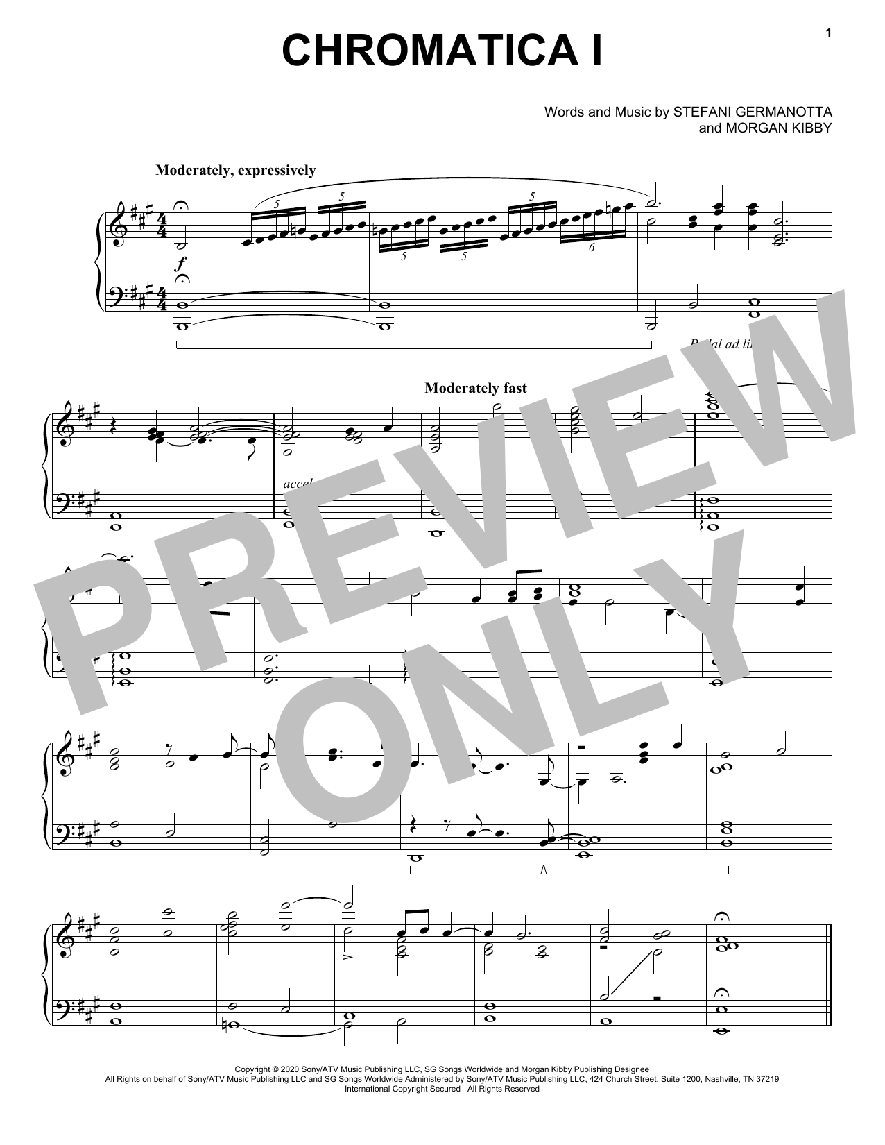 Lady Gaga Chromatica I sheet music notes and chords. Download Printable PDF.