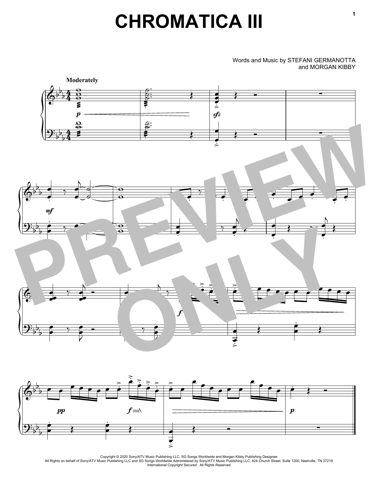 Lady Gaga Chromatica III sheet music notes and chords. Download Printable PDF.