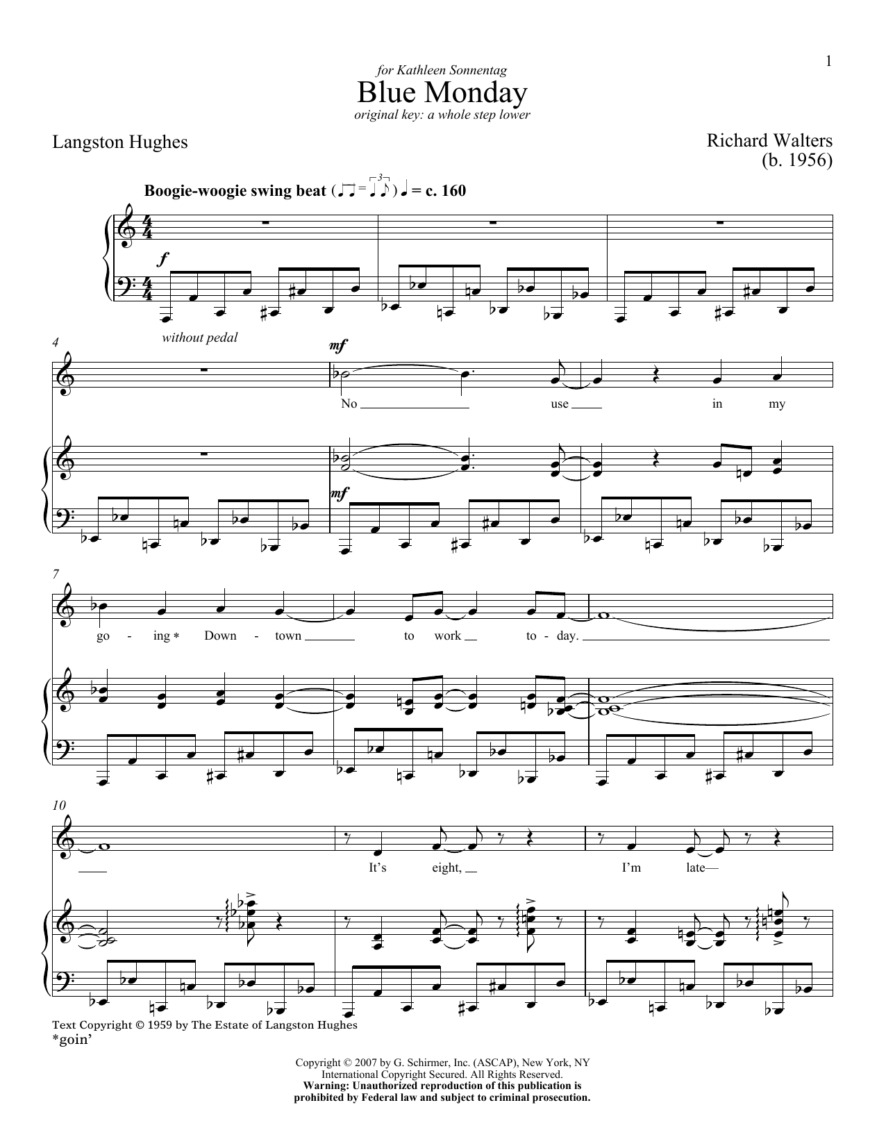 Langston Hughes Blue Monday sheet music notes and chords. Download Printable PDF.