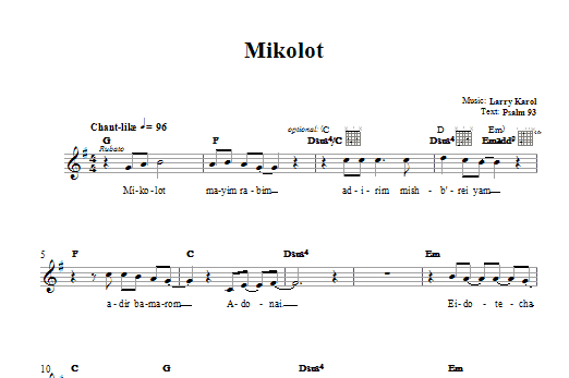 Larry Karol Mikolot sheet music notes and chords. Download Printable PDF.