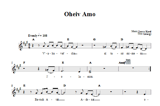 Larry Karol Oheiv Amo sheet music notes and chords. Download Printable PDF.