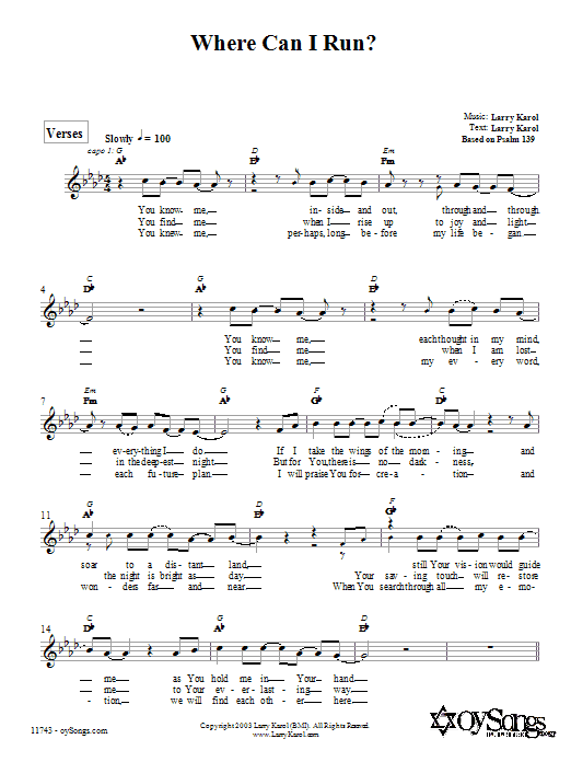 Larry Karol Where Can I Run? sheet music notes and chords arranged for Lead Sheet / Fake Book