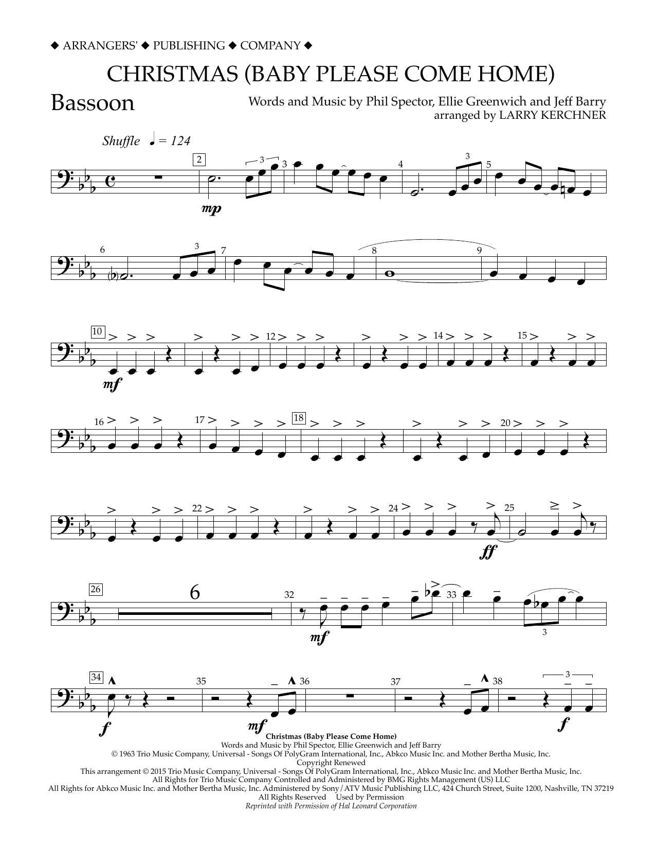 Learn to play Larry Kerchner Christmas (Baby Please Come Home) - Bassoon sheet music for Concert Band in minutes. Price: 5.9900$ Larry Kerchner Christmas (Baby Please Come Home) - Bassoon sheet music notes and chords arranged for Concert Band