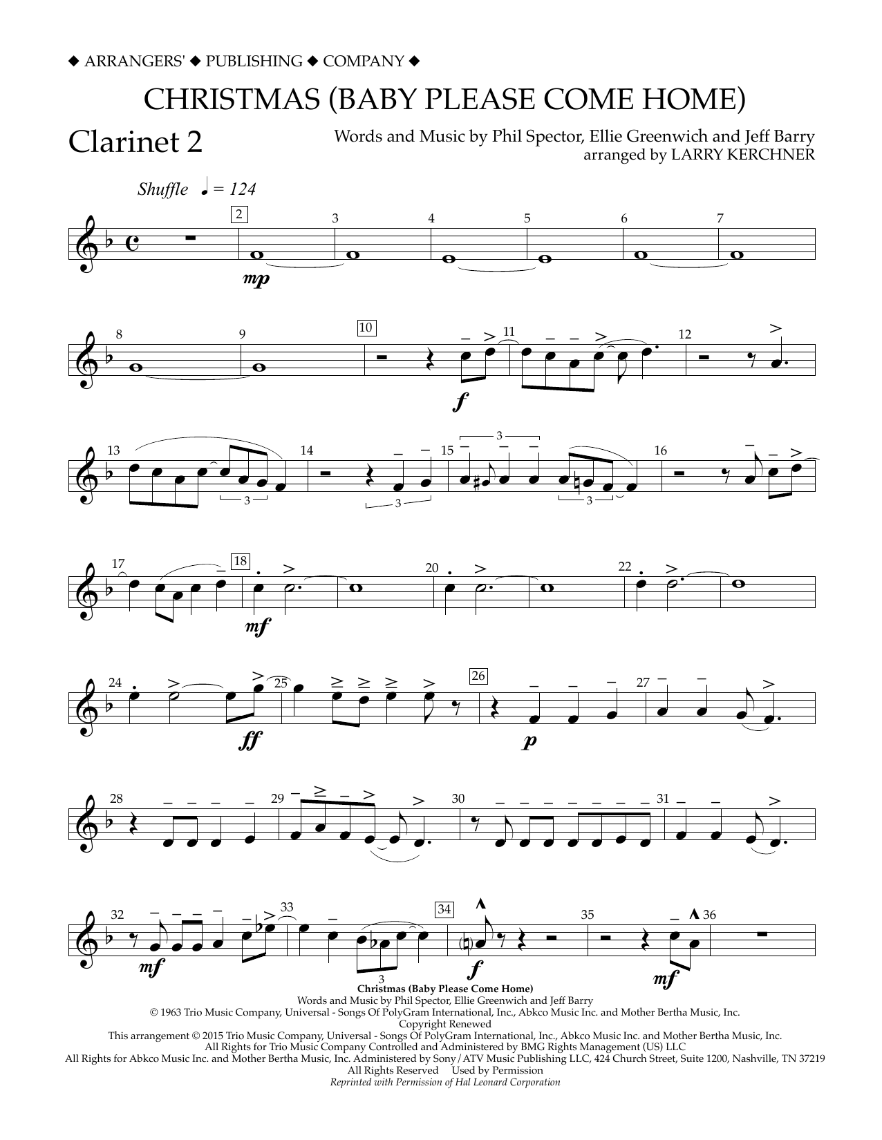 Learn to play Larry Kerchner Christmas (Baby Please Come Home) - Bb Clarinet 2 sheet music for Concert Band in minutes. Price: 5.9900$ Larry Kerchner Christmas (Baby Please Come Home) - Bb Clarinet 2 sheet music notes and chords arranged for Concert Band
