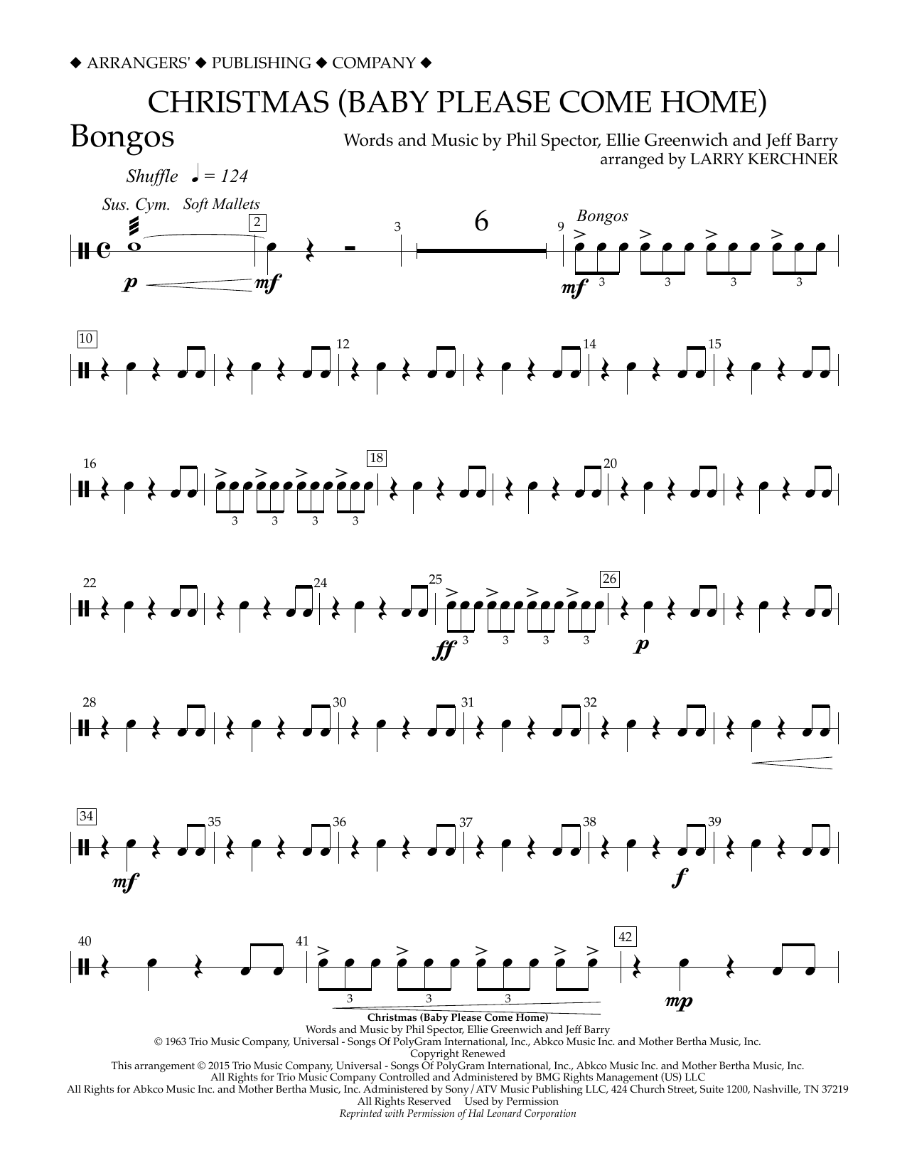 Learn to play Larry Kerchner Christmas (Baby Please Come Home) - Bongos sheet music for Concert Band in minutes. Price: 5.9900$ Larry Kerchner Christmas (Baby Please Come Home) - Bongos sheet music notes and chords arranged for Concert Band