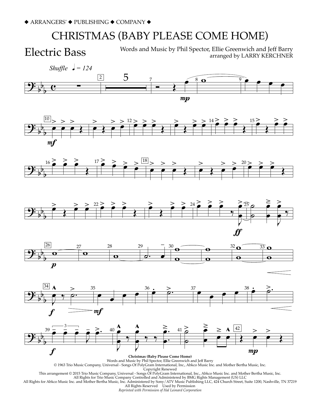 Learn to play Larry Kerchner Christmas (Baby Please Come Home) - Electric Bass sheet music for Concert Band in minutes. Price: 5.9900$ Larry Kerchner Christmas (Baby Please Come Home) - Electric Bass sheet music notes and chords arranged for Concert Band