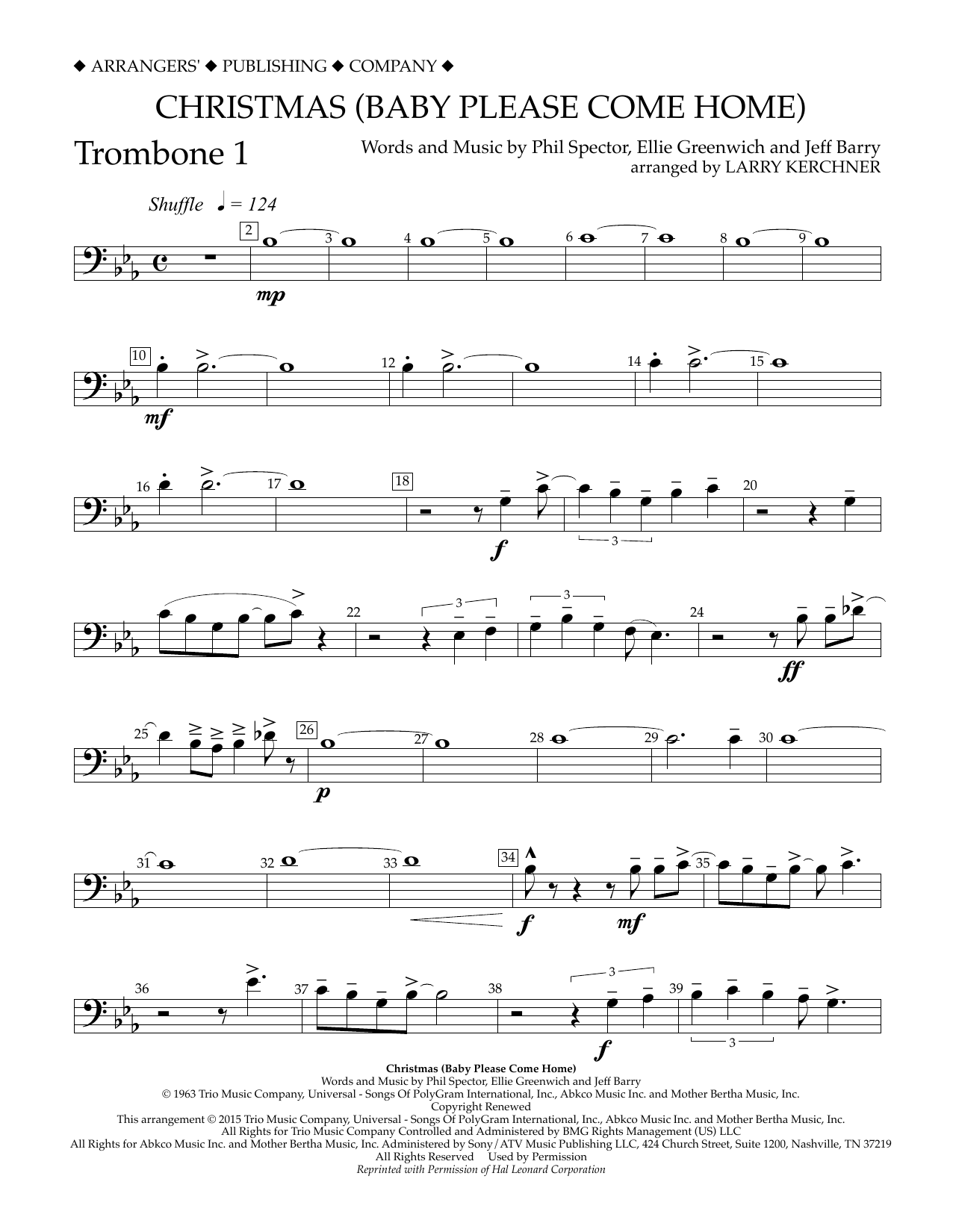 Learn to play Larry Kerchner Christmas (Baby Please Come Home) - Trombone 1 sheet music for Concert Band in minutes. Price: 5.9900$ Larry Kerchner Christmas (Baby Please Come Home) - Trombone 1 sheet music notes and chords arranged for Concert Band